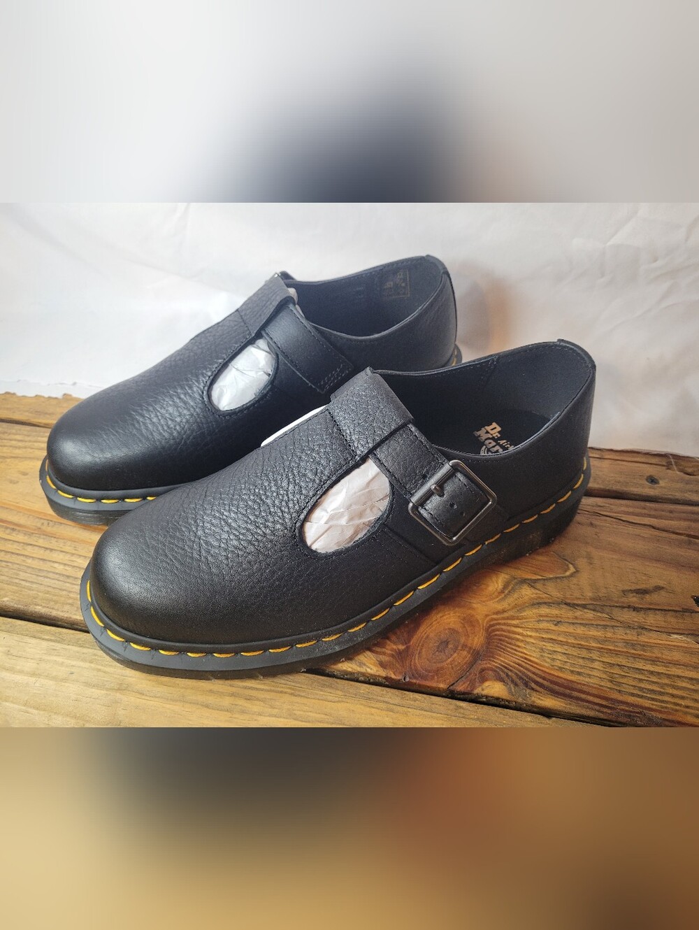Dr. Martens Mens Black Leather Polley  Ambassador Buckle Shoe - NIB   Size 13